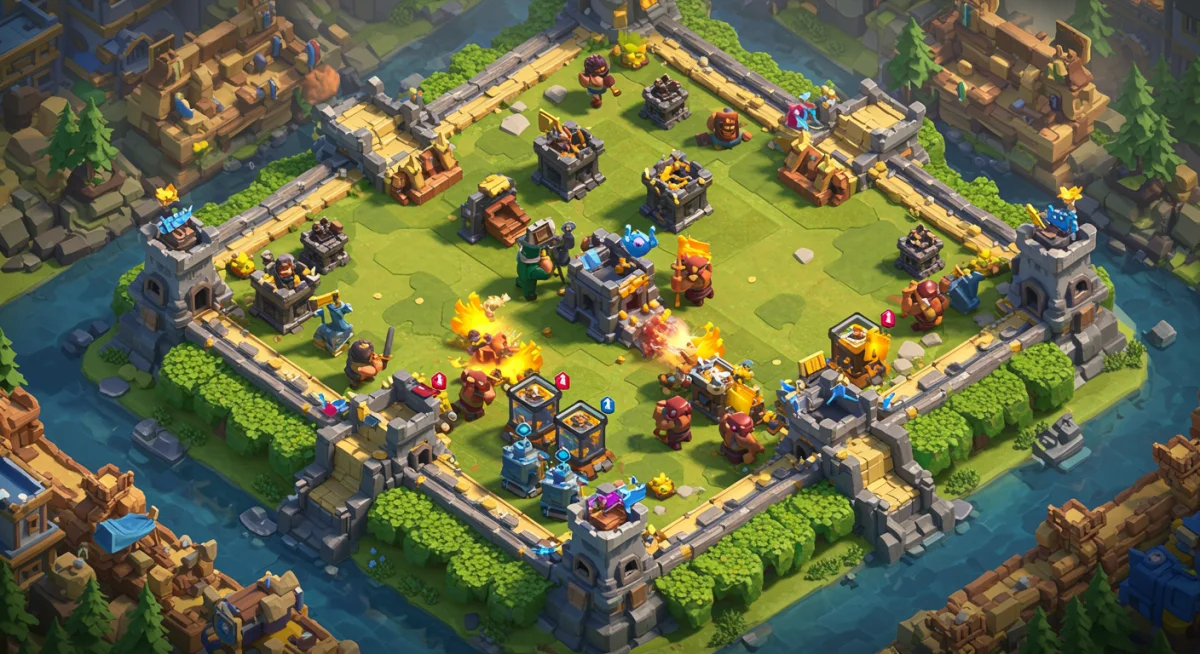 Clash Royale battle in progress with strategic troop placement