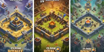 Clash Royale deck archetypes illustration with control, beatdown, and siege elements