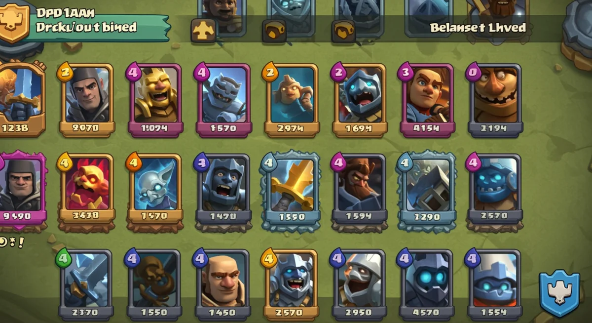 Clash Royale deck builder interface displaying a balanced card selection.
