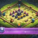 Clash Royale arena with glowing elixir bar and troops engaged in battle, symbolizing strategic elixir management.