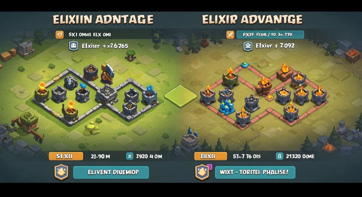Clash Royale elixir advantage infographic showing efficient trades