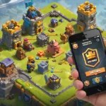 Clash Royale Grand Challenge victory screen with diverse troops and king tower