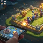 Clash Royale player intensely focused on a mobile screen during a ladder match, with trophies visible in the interface.
