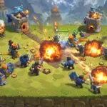 Clash Royale offensive push against a crown tower with various troops