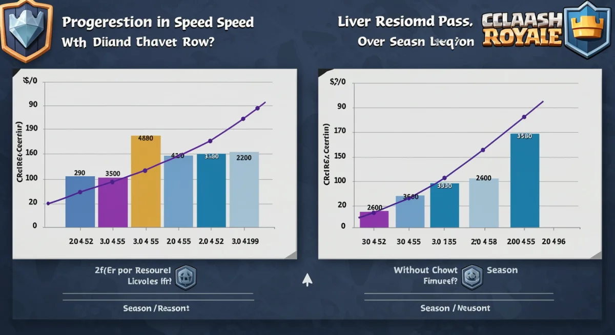 Comparison chart of Clash Royale progression with and without Diamond Pass