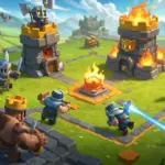 Clash Royale defensive battle with troops protecting towers