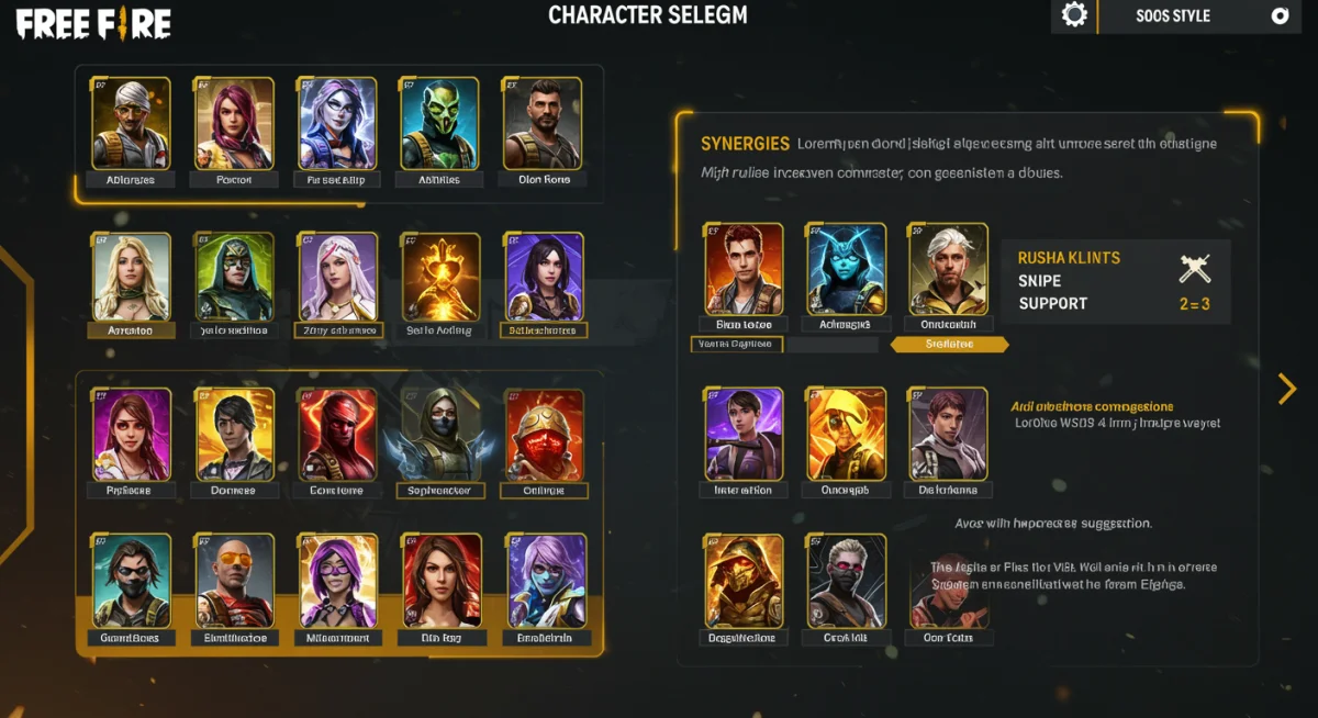 Free Fire character abilities and synergy for strategic team composition.