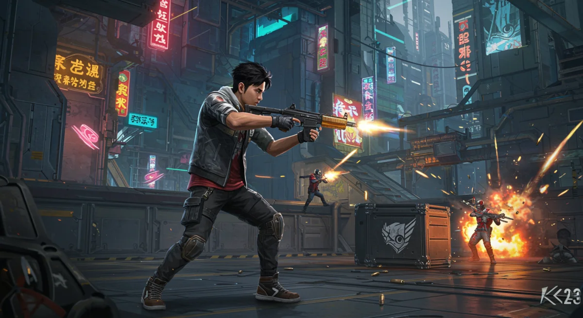 Free Fire player in combat within new map section