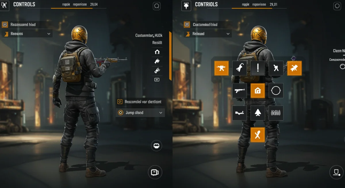 Customized Free Fire controls and HUD layout for better gameplay.
