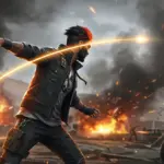 Free Fire character throwing a grenade with a glowing trajectory for advanced mastery