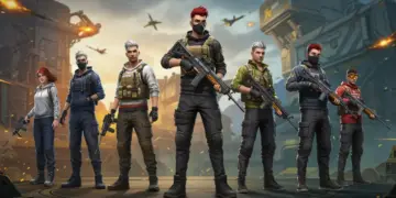 Free Fire characters exploring new map updates with tactical gear