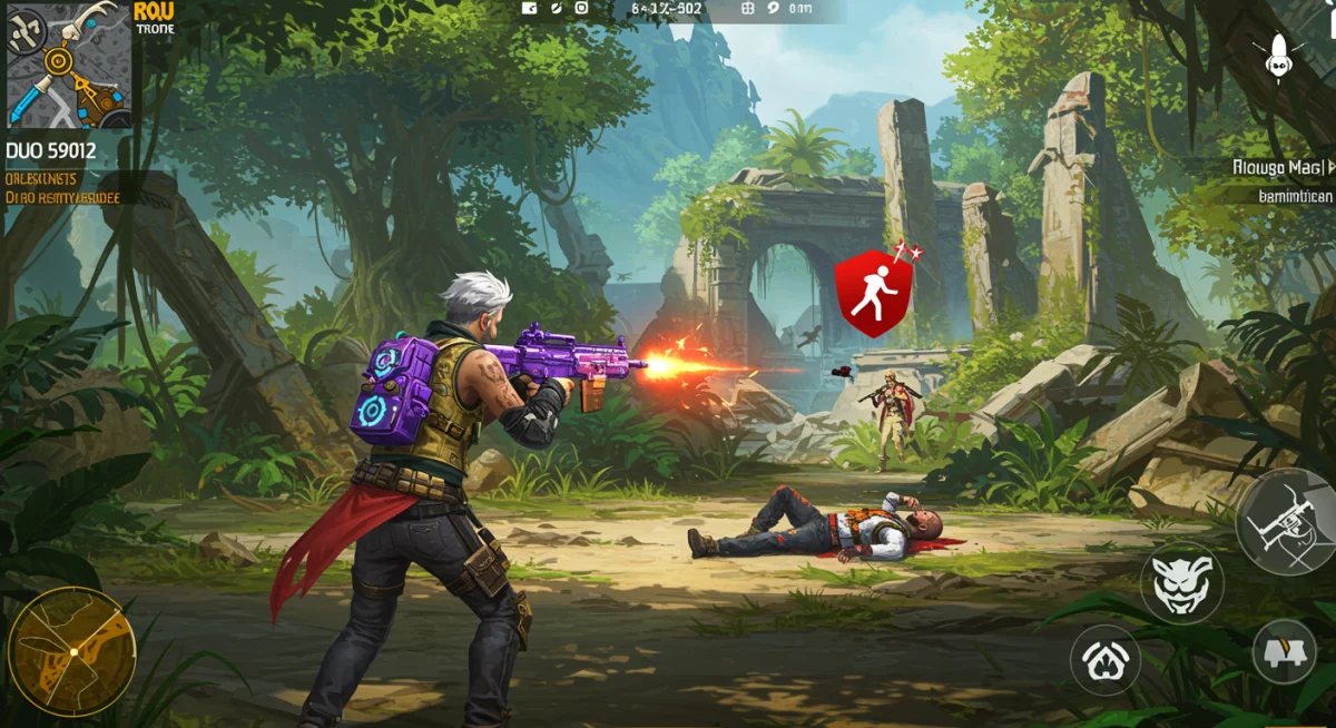 Free Fire player executing a perfect headshot in battle