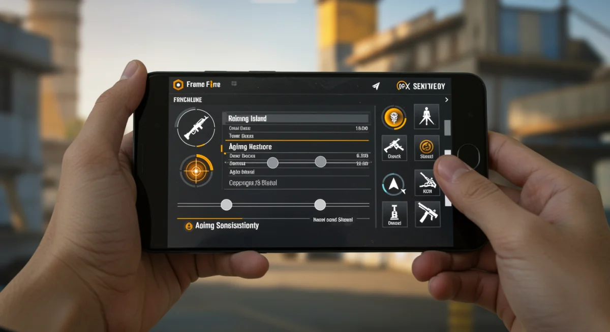 Free Fire player adjusting sensitivity settings for improved aim