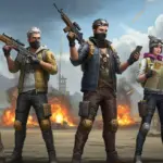 Free Fire squad executing a coordinated attack, showcasing teamwork and strategic play.