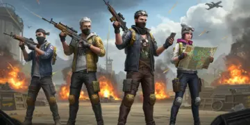 Free Fire squad executing a coordinated attack, showcasing teamwork and strategic play.