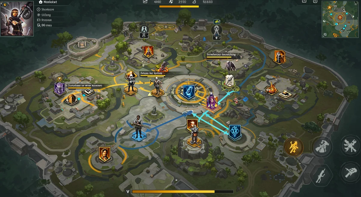 Free Fire strategic map view with character ability deployment