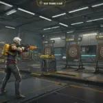 Free Fire character on New Training Island practicing aiming at targets