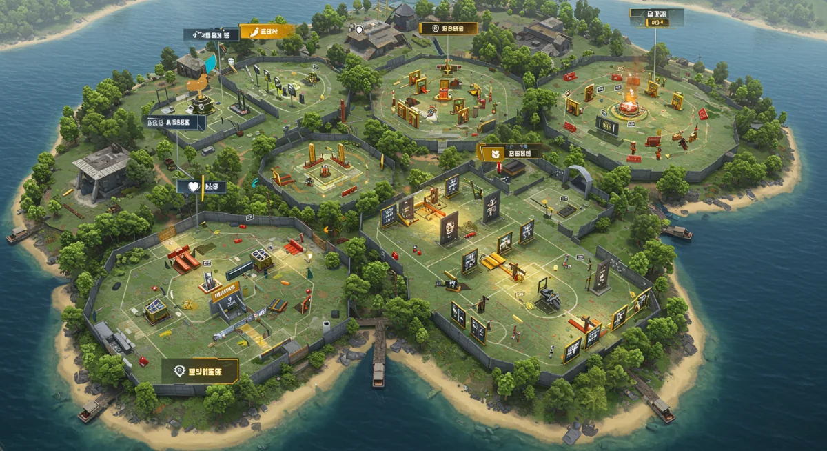 Overview of Free Fire New Training Island training zones and target types