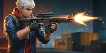 Free Fire character aiming assault rifle for weapon mastery