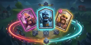 Illustration of three underutilized Clash Royale cards glowing with potential, ready to be integrated into a winning deck.