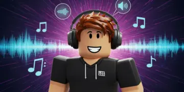 Roblox character enjoying game audio creation