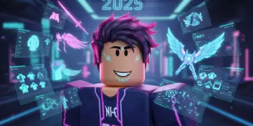 Futuristic Roblox avatar with advanced customization options in the 2025 editor