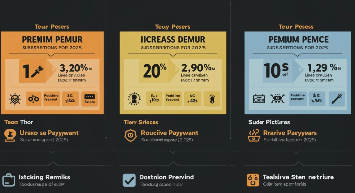 Infographic detailing Roblox Premium subscription tiers, Robux bonuses, and exclusive features for 2025.