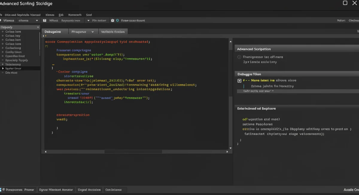Advanced scripting interface in Roblox Studio 2025 with debugging tools.