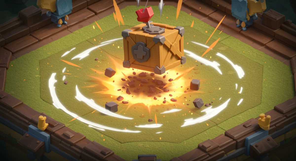 Close-up of the Royal Delivery card in Clash Royale, showcasing its deployment and area-of-effect damage.